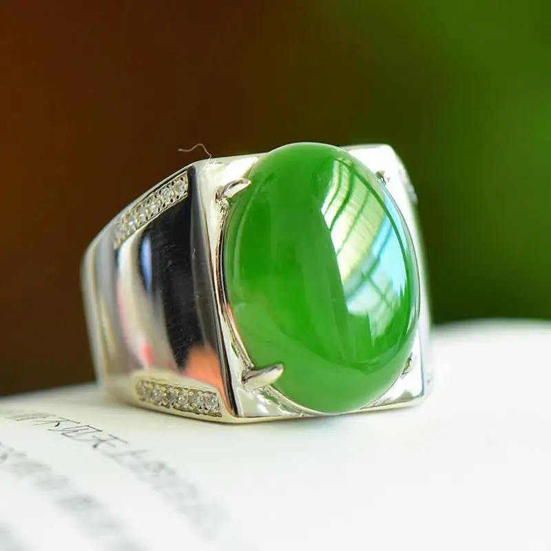 Natural Green Jade 925 Sterling Silver Ring For Men Women Fine Jewelry Nephrite Hetian Jades Square Oval Silver Rings Adjustable
Natural Green Jade 925 Sterling Silver Ring For Men Women Fine Jewelry Nephrite Hetian Jades Square Oval Silver Rings Adjustable