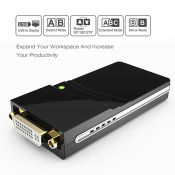 Nku-외장 그래픽 비디오 어댑터 USB 2.0-DVI/VGA/HDMI 호환 다중 모니터 디스플레이, Windows MacOS 용 확장/미러