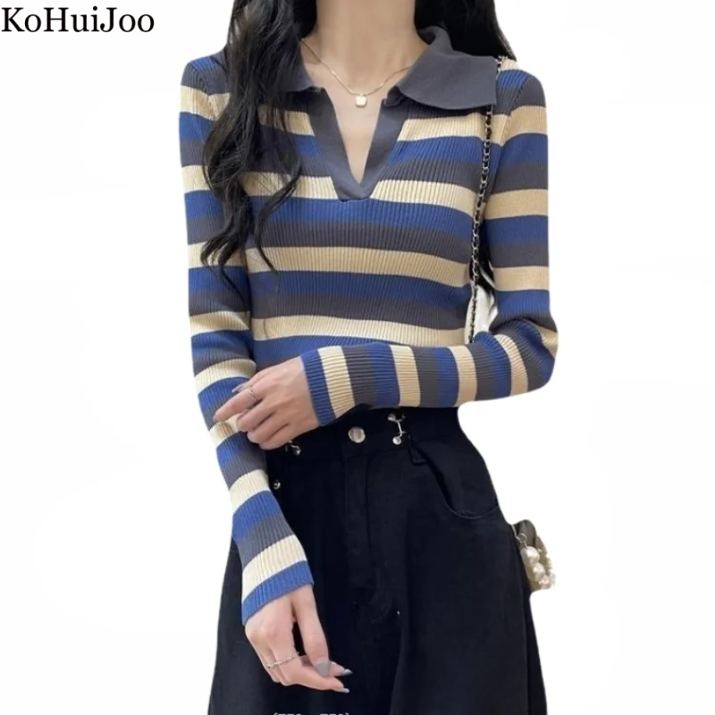 Kohuijoo 2023 Autumn Korean Women Sweater Long Sleeve Contrast Color Striped T-shirt Sweet Casual Pullover Knitted Tops
Kohuijoo 2023 Autumn Korean Women Sweater Long Sleeve Contrast Color Striped T-shirt Sweet Casual Pullover Knitted Tops
