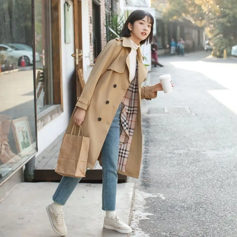 Trench Women Spring Autumn British Style Simple Adjustable Waist Elegant Double Breasted Solid Fashion All-match BF Outwear Chic
Trench Women Spring Autumn British Style Simple Adjustable Waist Elegant Double Breasted Solid Fashion All-match BF Outwear Chic