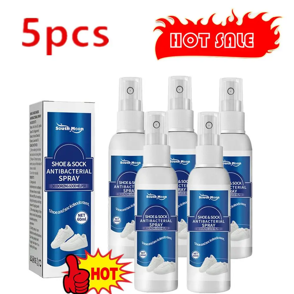 

5PCS 60ml Shoe Shock Antibacterial Spray Foot Odor Shoes Stink Freshener Socks Odor Remover Spray Refresh Antiperspirant