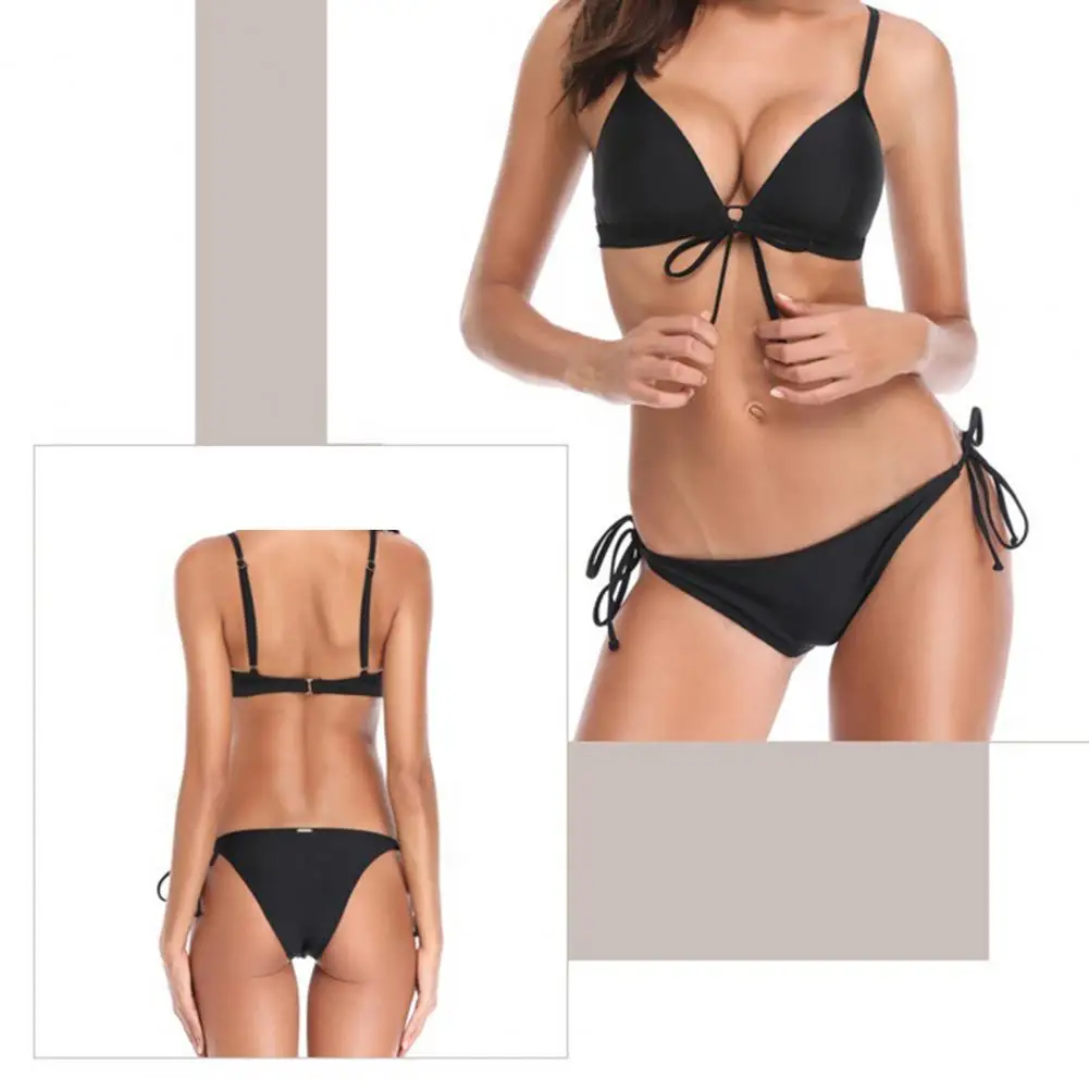 

2 Pcs/Set Lady Swimwear Set Charming Triangle Briefs Low Waist Lady Garment Women Bathing Suit Women Bikini Set