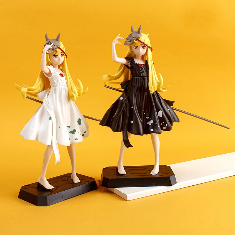 

22cm Anime Monogatari Special Action Figure Shinobu Oshino Black Skirt White Dress Kawaii Color Ver. PVC Collectible Model Toys