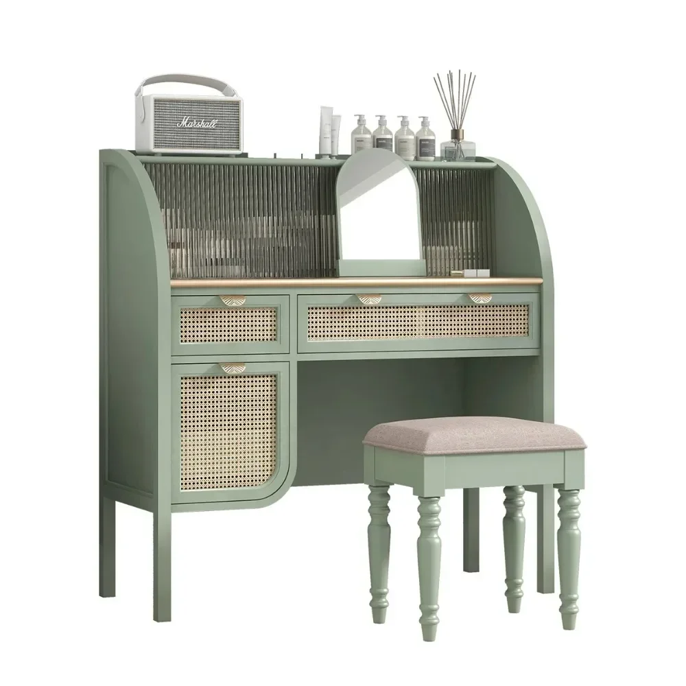 Designer Comb Dresser Storage Cabinet Integrated Bedroom Rattan Woven Makeup Table Stool with Mirror Beauty Dresser
Designer Comb Dresser Storage Cabinet Integrated Bedroom Rattan Woven Makeup Table Stool with Mirror Beauty Dresser