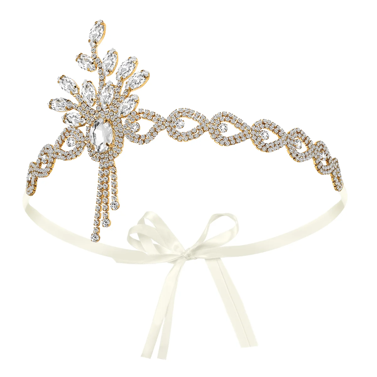 

Bridal Crystal Headband Hair Accessories Wedding Headpiece Hairband Ties Luxury Leaf Accessory