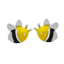 

Fashion 925 Sterling Silver Simple Cute Little Bee Earrings Cartoon Temperament Trend Personality Net Red Bee Female Accessories