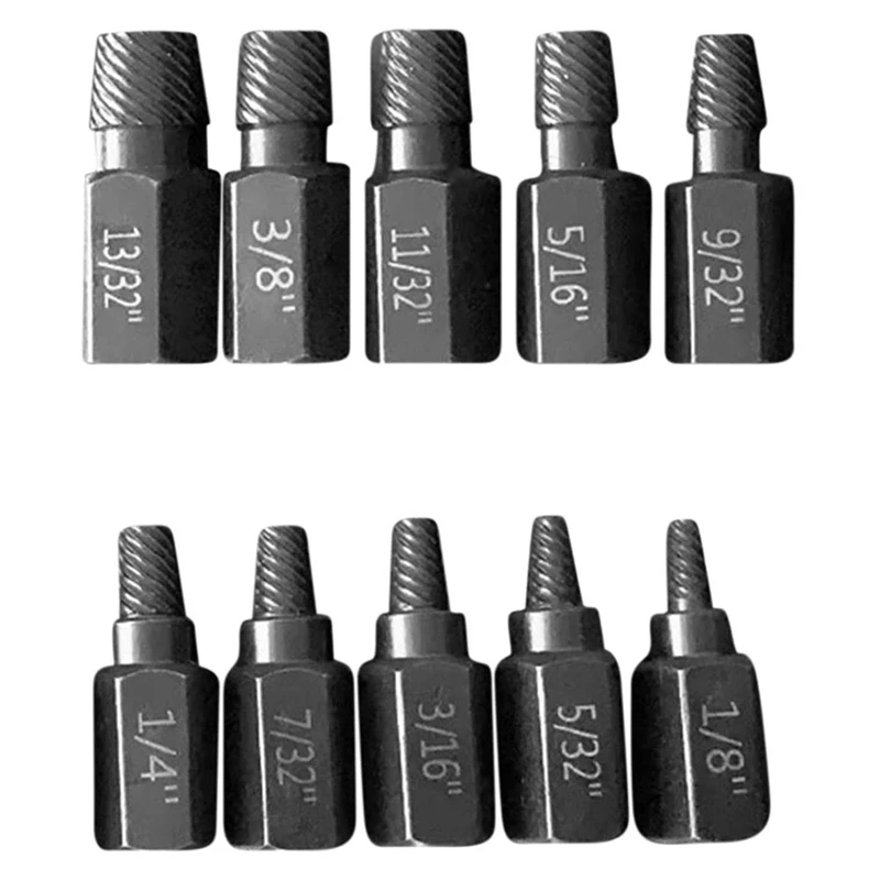 Upgrade Screw Extractor Set, 10Pcs 3.2-10.3Mm Heavy Duty Hex Head Screw Extractor Set For Rust Damaged Bolts
Upgrade Screw Extractor Set, 10Pcs 3.2-10.3Mm Heavy Duty Hex Head Screw Extractor Set For Rust Damaged Bolts
