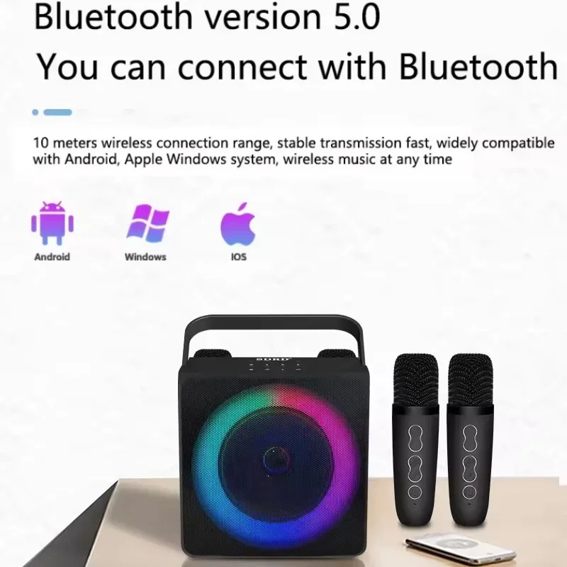 Портативный мини-микрофон для домашнего караоке KTV, беспроводной Bluetooth-динамик, TWS/FM/TF
Портативный мини-микрофон для домашнего караоке KTV, беспроводной Bluetooth-динамик, TWS/FM/TF