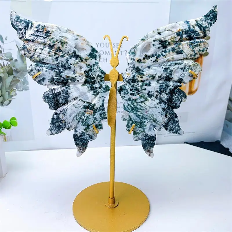 Natural Moss Agate Butterfly Wings Large Size Crystal Carving Healing Home Decorative Ornament Girl Birthday Present 1pair
Natural Moss Agate Butterfly Wings Large Size Crystal Carving Healing Home Decorative Ornament Girl Birthday Present 1pair