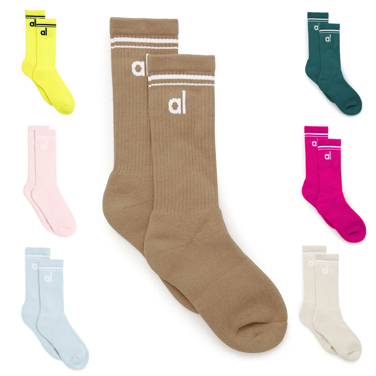 

AL Yoga Cotton Socks 18cm High Stockings Sports Leisure Socks Couple Style Sports Gym Stockings Unisex Soft Comfort Four Seasons