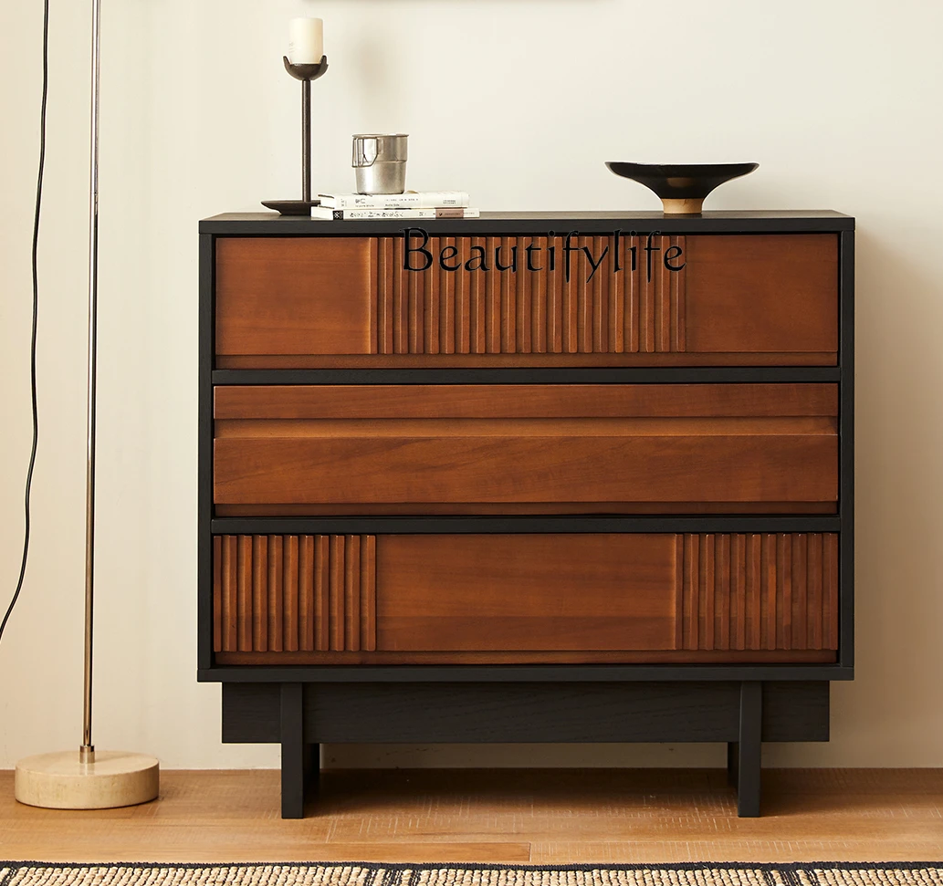 Retro Bedroom Storage Locker of Bed End Room Drawer Living Room Storage Black Side Cabinet
Retro Bedroom Storage Locker of Bed End Room Drawer Living Room Storage Black Side Cabinet