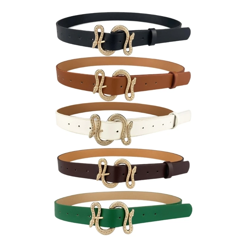 Тонкий ремень с пряжкой в виде змеи, эластичный винтажный универсальный регулируемый ремень из искусственной кожи для женщин, 
Тонкий ремень с пряжкой в виде змеи, эластичный винтажный универсальный регулируемый ремень из искусственной кожи для женщин,