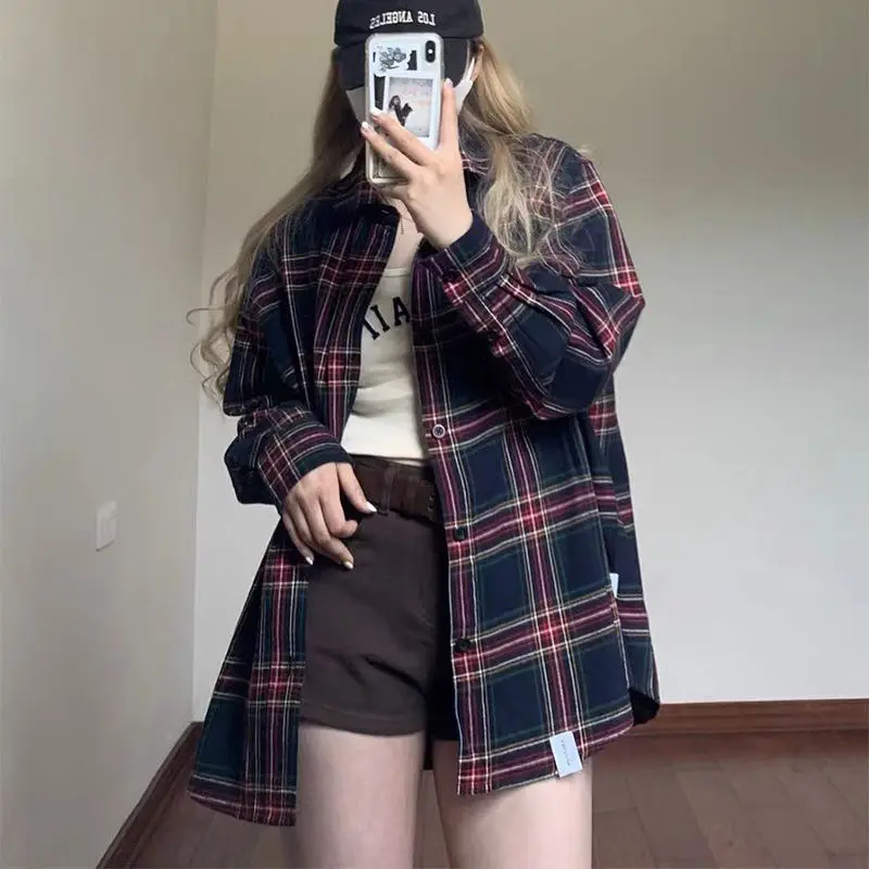 Deeptown Vintage Women's Shirt Plaid Harajuku Streetwear Oversize Long Sleeve Top Chic Korean Style Fashion Retro Clothes Casual 
Deeptown Vintage Women's Shirt Plaid Harajuku Streetwear Oversize Long Sleeve Top Chic Korean Style Fashion Retro Clothes Casual