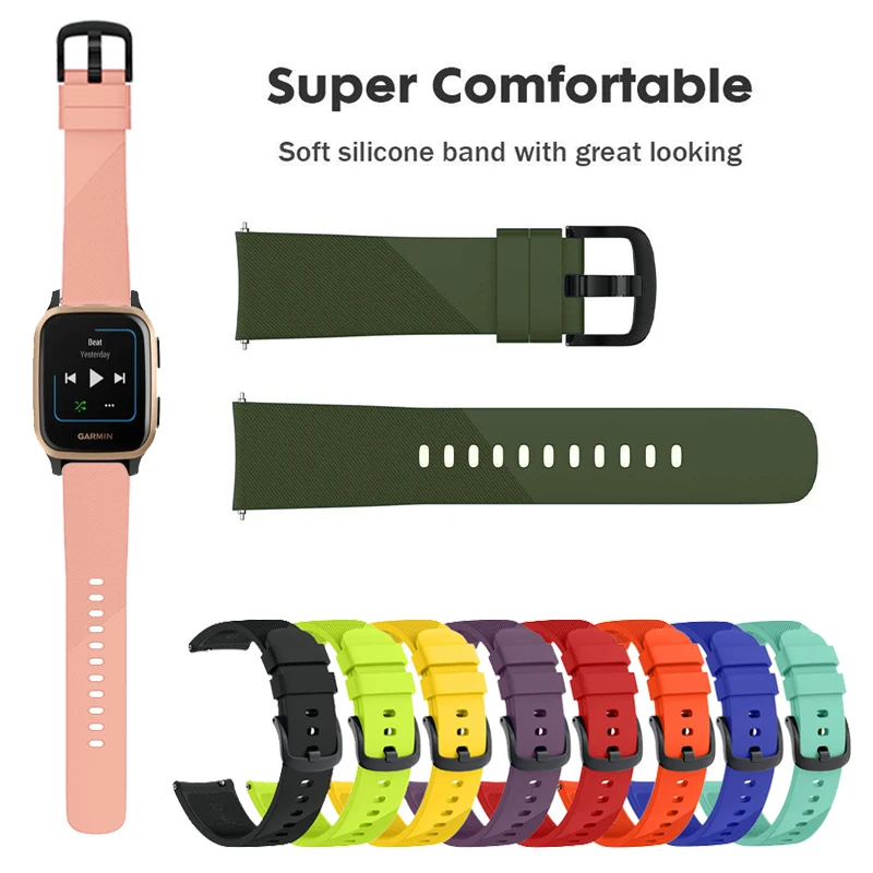 20mm Strap Silicone Band for Garmin Venu Sq / Vivomove HR / Vivoactive 3 / 245 645 Music Replacement Watchband
20mm Strap Silicone Band for Garmin Venu Sq / Vivomove HR / Vivoactive 3 / 245 645 Music Replacement Watchband