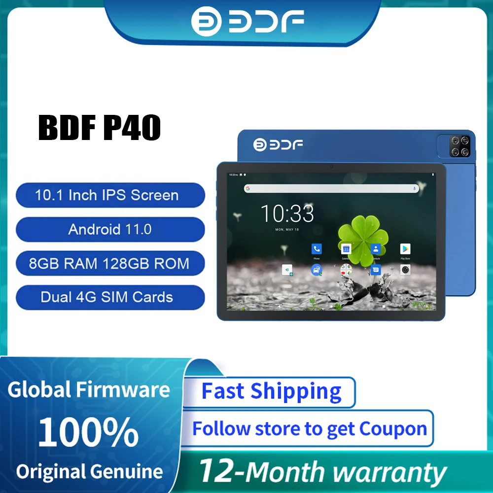 

P40 New 10.1 Inch Tablets Android 11 Octa Core 8GB RAM 128GB ROM Dual 4G LTE Phone Call GPS Bluetooth WiFi Google Tablet Pc