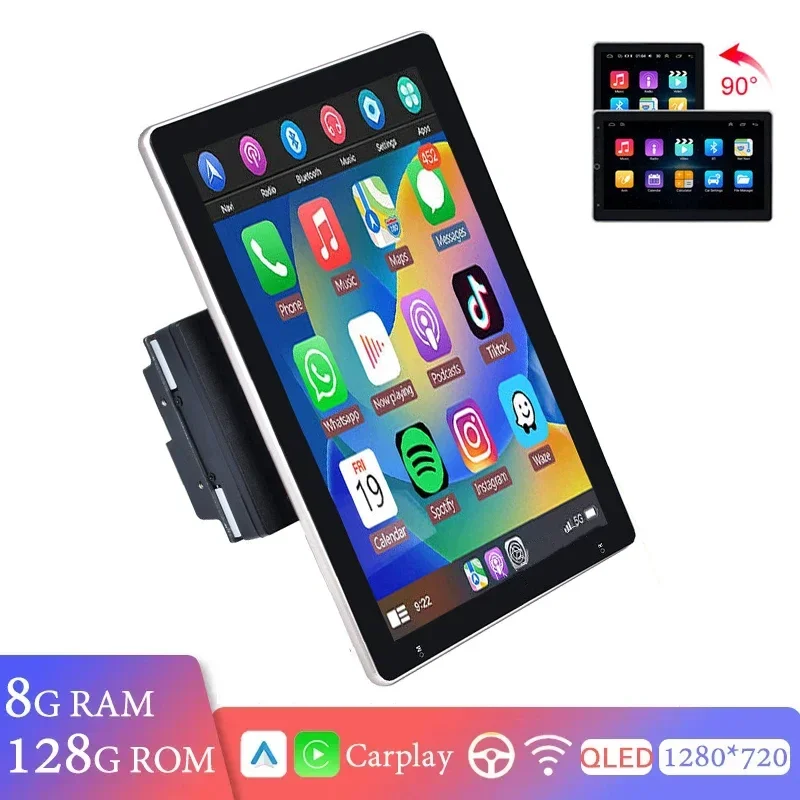 

Android 13 10.1"Inch Wireless Carplay Auto Car MP5 Radio video Multimedia player rotating screen 2din 2 Din no dvd DSP WFI