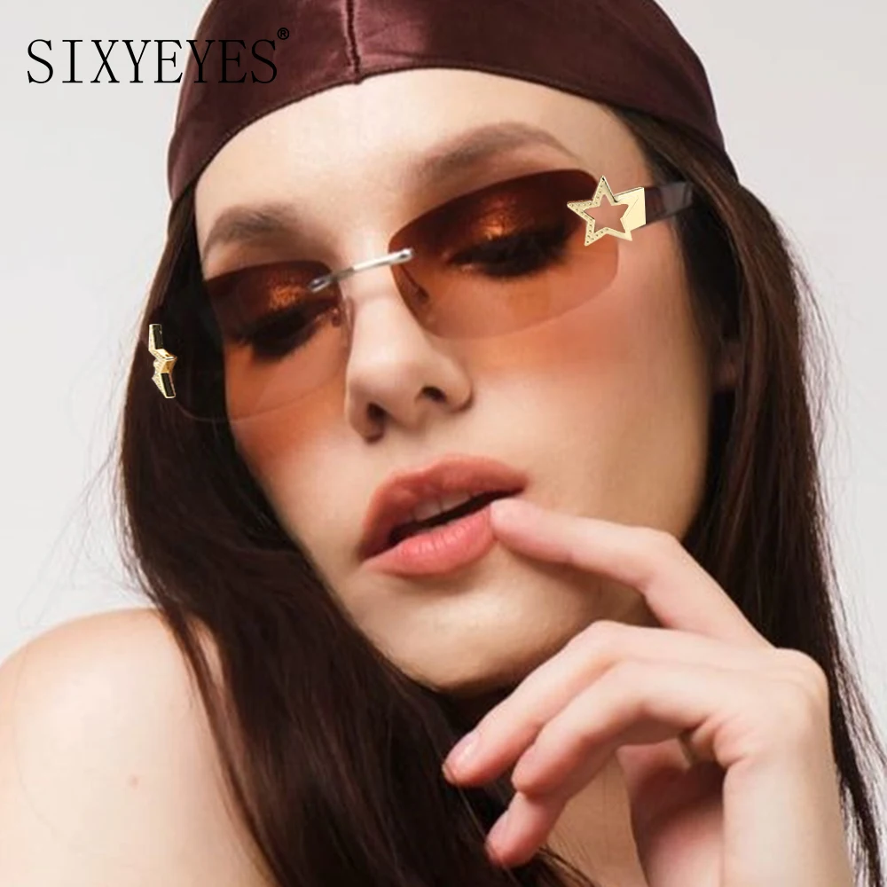 

2022 Y2K Wrap Around Sunglasses Women Men Punk 2000'S Rimless Sun Glasses Brand Designer UV400 Eyeglasses Fashion Eyewear Shades