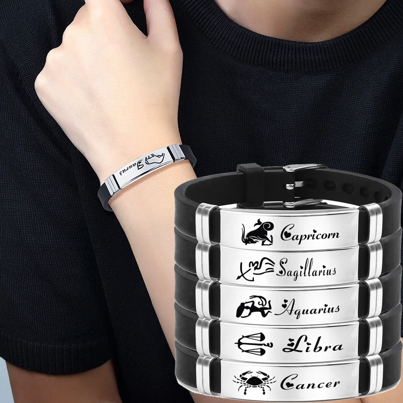 12 Constellations Stainless Steel Adjustable Silicone Bracelet for Women Men Fashion Waterproof Zodiac Bangle Accessories Gift
12 Constellations Stainless Steel Adjustable Silicone Bracelet for Women Men Fashion Waterproof Zodiac Bangle Accessories Gift