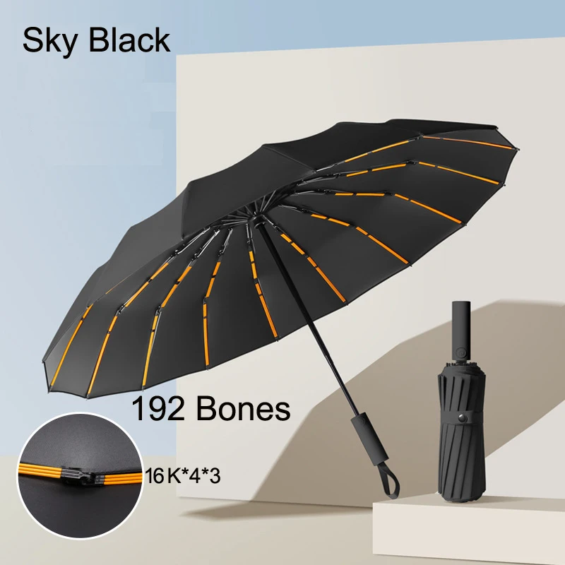 

Super Strong Windproof Automatic Folding Men Umbrella Reinforced 192 Bone Large UV Sunproof Sunny and Rainy Umbrellas Women