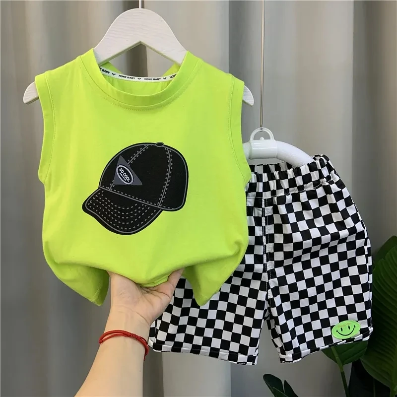 

Boys Vest Set 2023 New Baby Sleeveless T-shirt Shorts Set Children's Cool and Handsome Summer Two-piece Set