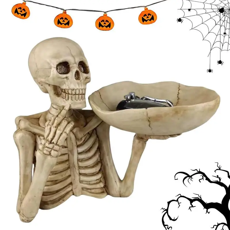 

Чаша-скелет для конфет, креативная чаша-скелет для Хэллоуина, тарелка с фруктами, страшный череп, страшное украшение с привидениями