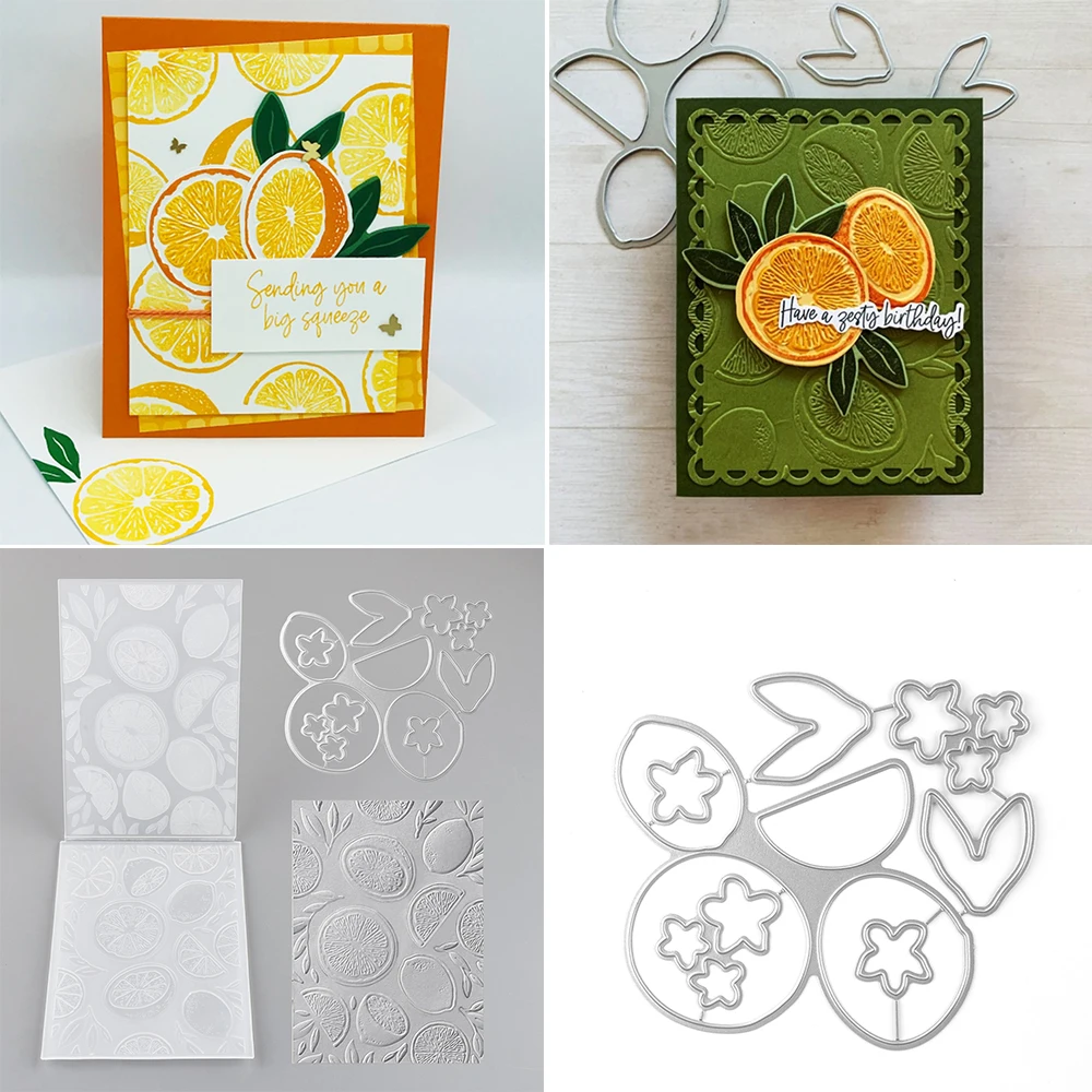 

3D Embossing Folder and Matching Dies Sweet Citrus Hybrid Pattern For Adding Textured Detail to Paper Crafting Project Making