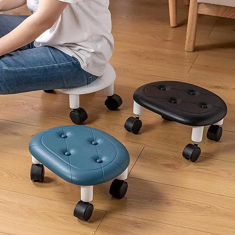 

Low Height Rolling Stool Pulley Wheel Stool 360 Swivel Pedicure Shoe Stool Rotating Low Stool Ergonomic Low Roller Seat For