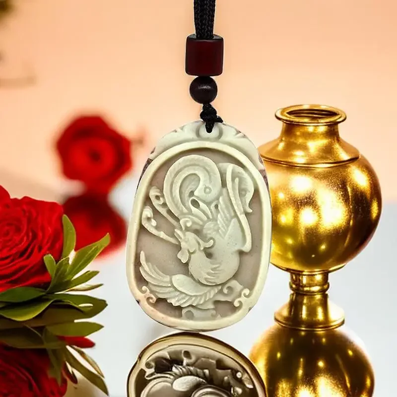 

Jade Phoenix Pendant Carved Designer Jewelry Necklace Men Gemstones Charms Gifts for Women Luxury Fashion Natural Charm Real