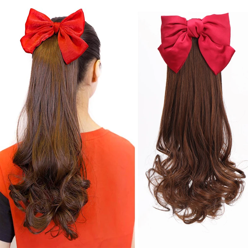 20inch Fashion Synthetic Ponytail With Black Red Bows Knot Hair Extensions Natural Color Brown Cute Fake Ponytail for Kids
20inch Fashion Synthetic Ponytail With Black Red Bows Knot Hair Extensions Natural Color Brown Cute Fake Ponytail for Kids