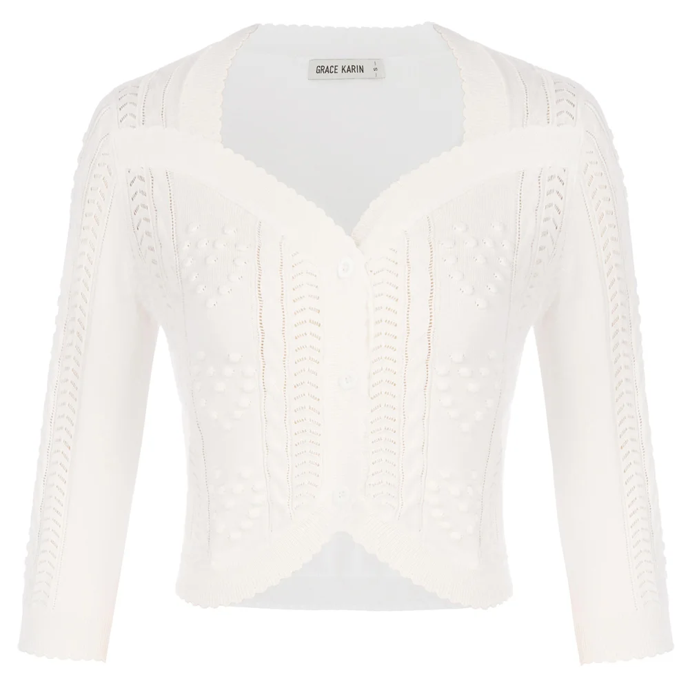 GK Women Hollowed Out Cardigan Sweater Vintage 3/4 Sleeve Knitted Shrug Elegant Lady Button Up Outfits Cropped Knit Tops A30
GK Women Hollowed Out Cardigan Sweater Vintage 3/4 Sleeve Knitted Shrug Elegant Lady Button Up Outfits Cropped Knit Tops A30