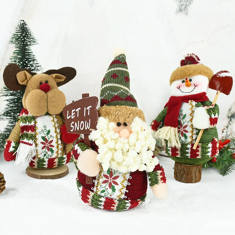 

Christmas Doll Ornaments Santa Claus Snowman Elk Plush Doll Decorations 2022 New Year Xmas Party Kids Gift Home Navidad Decor 8