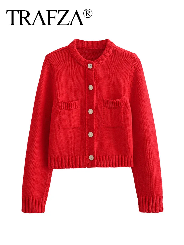 TRAFZA Woman Elegant Solid Color Long Sleeves Texture Casual Coat Women Chic Single-Breasted Pocket Decorate Sweater Cardigan
TRAFZA Woman Elegant Solid Color Long Sleeves Texture Casual Coat Women Chic Single-Breasted Pocket Decorate Sweater Cardigan