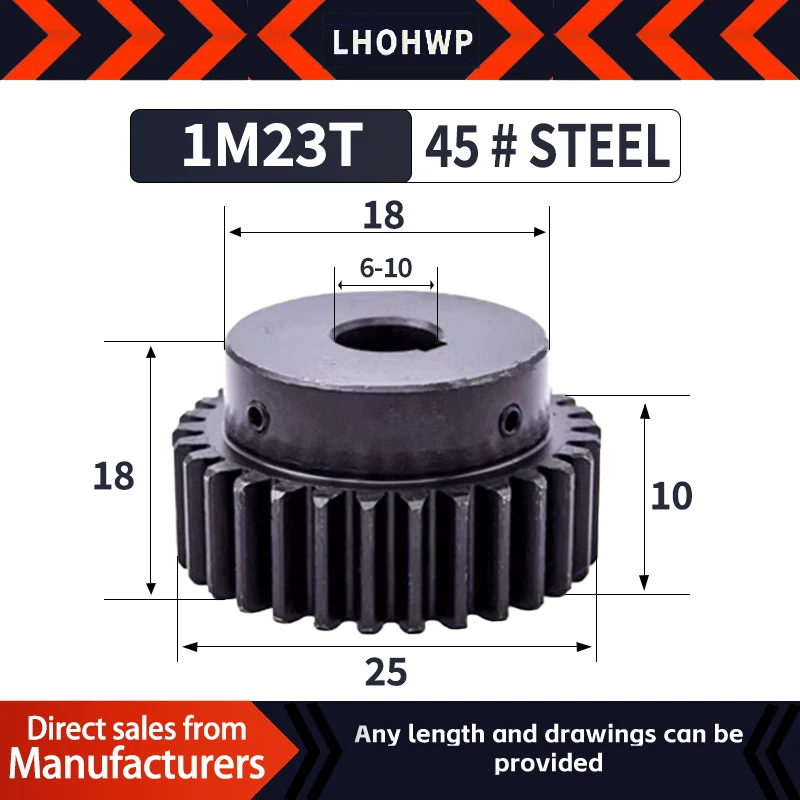 2Pcs 1M 23Teeth Inner Hole6/8/10mm Spur Gear Metal Motor Boss/Convex Gear Gear Rack Transmission
2Pcs 1M 23Teeth Inner Hole6/8/10mm Spur Gear Metal Motor Boss/Convex Gear Gear Rack Transmission