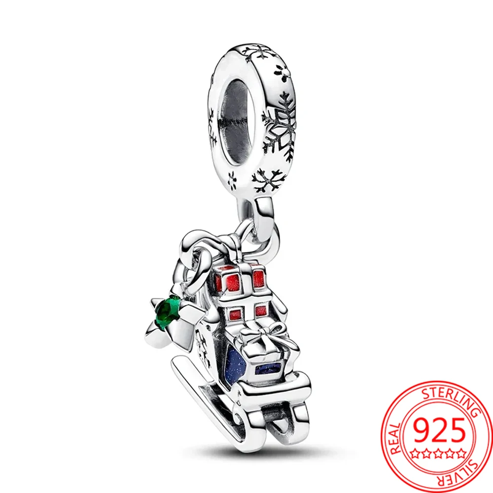 

Merry Christmas 925 Sterling Silver Christmas gift pendant Fit Pandora Bracelet Holiday Souvenir Mix and Match Jewelry