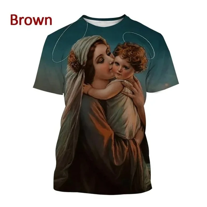 

New Blessed Virgin Mary 3D Printed T-Shirt Fashion Christian Mother Of God Faith Style Short Sleeved T Shirt Unisex Casual Tees