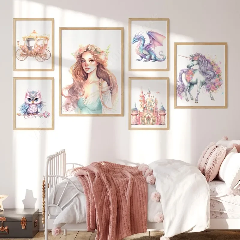Princess Dragon Owl Unicorn Castle Fairytale Nursery Wall Art Canvas Painting Posters And Prints Pictures For Girl Room Decor
Princess Dragon Owl Unicorn Castle Fairytale Nursery Wall Art Canvas Painting Posters And Prints Pictures For Girl Room Decor