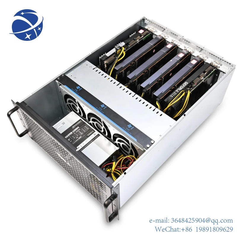 

YYHC hot sell 2pcs xeon CPU and GPU servers support 3060 3070 3080 AI Deepl-learning Rendering ALEO sever DIMM computer case