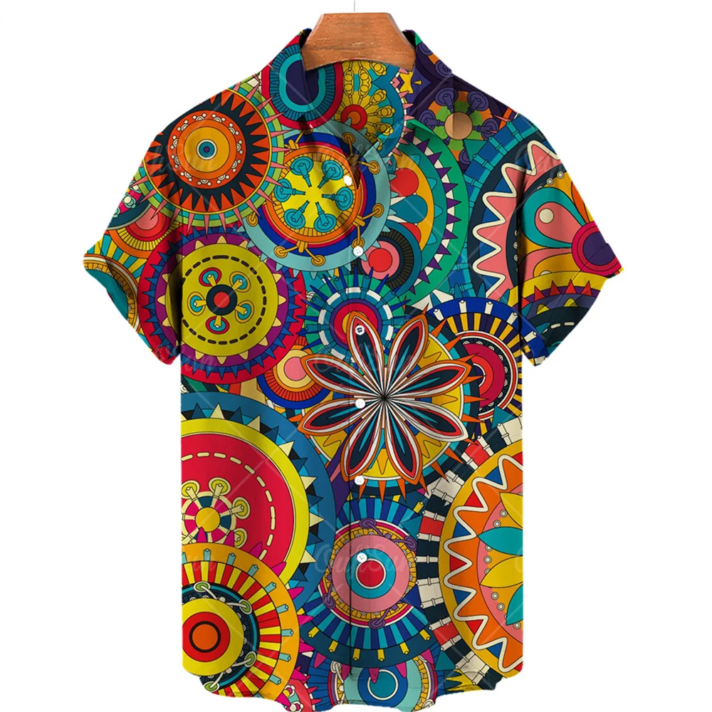 

New Y2k Vintage Harajuku Summer Casual Hawaiian Shirts Men 3d Print Loose Tops Cadiz Floral Blouse Retro Social Slim Fit Striped