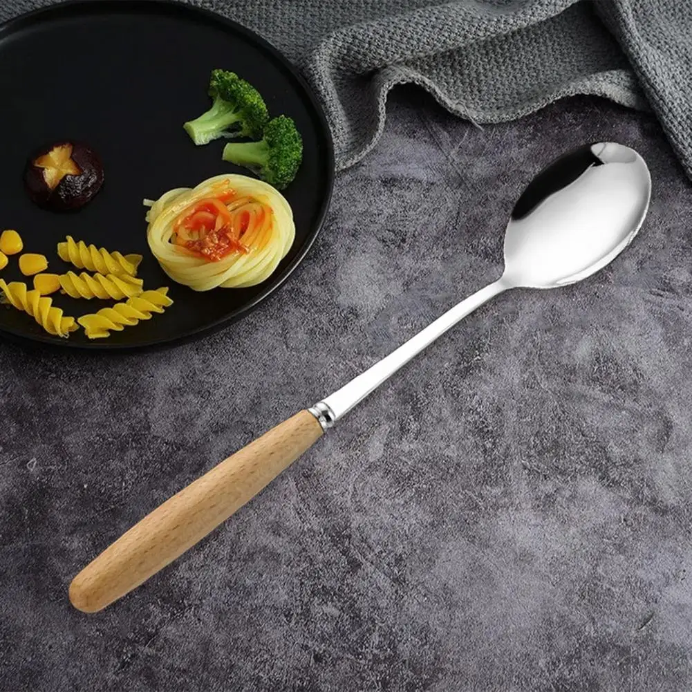 Многофункциональная кухонная утварь из нержавеющей стали, Сервировочные столовые ложки с деревянной ручкой для домашней кухни, пикников
Многофункциональная кухонная утварь из нержавеющей стали, Сервировочные столовые ложки с деревянной ручкой для домашней кухни, пикников