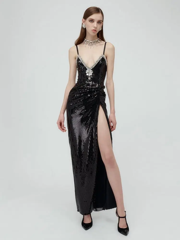 Ailigou 2023 New Women'S Black Sexy V-Neck Sleeveless Ankle Length Luxury Diamond Sequin Tight Dress Elegant Party Dress Vesidos
Ailigou 2023 New Women'S Black Sexy V-Neck Sleeveless Ankle Length Luxury Diamond Sequin Tight Dress Elegant Party Dress Vesidos