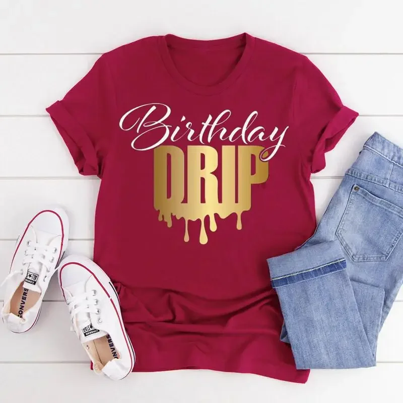 Birthday Queen Drip 100% Cotton Female Clothing O Neck Shirt Short Sleeve Girl Top Tee Streetwear Female Clothes Drop Shipping
Birthday Queen Drip 100% Cotton Female Clothing O Neck Shirt Short Sleeve Girl Top Tee Streetwear Female Clothes Drop Shipping