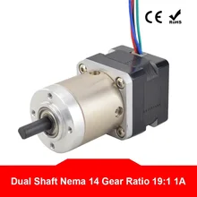 Dual Shaft Nema 14 Stepper Motor with 14:1 Planetary Gearbox L=28mm 1A 4-lead Extruder Gear Motor
Dual Shaft Nema 14 Stepper Motor with 14:1 Planetary Gearbox L=28mm 1A 4-lead Extruder Gear Motor