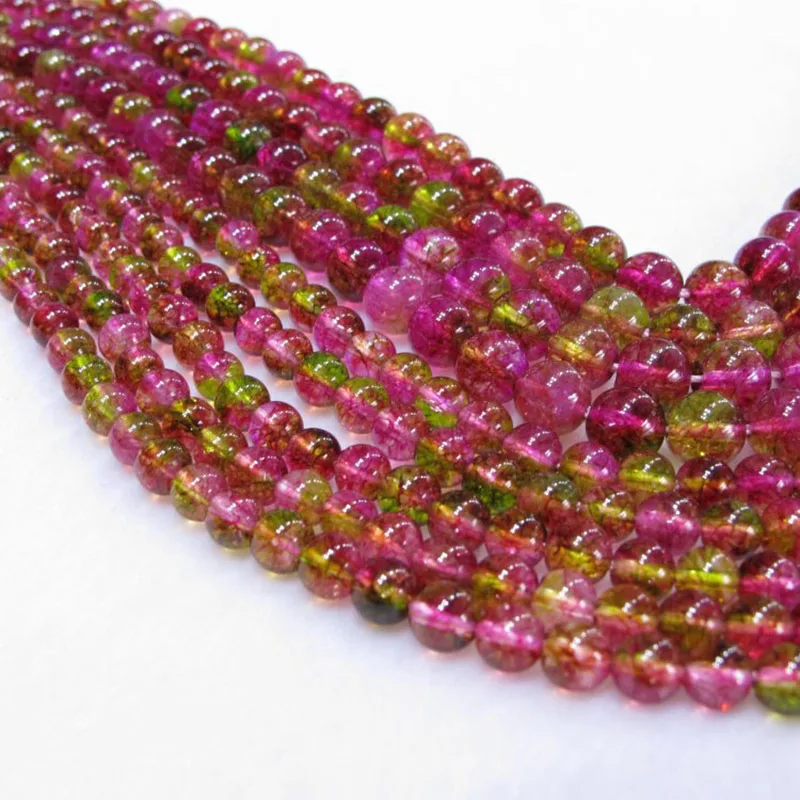 

MADALENA SARARA 6mm/8mm/10mm/12mm Colorful Natural Tourmaline Beads Strand 18" For DIY Jewelry Making