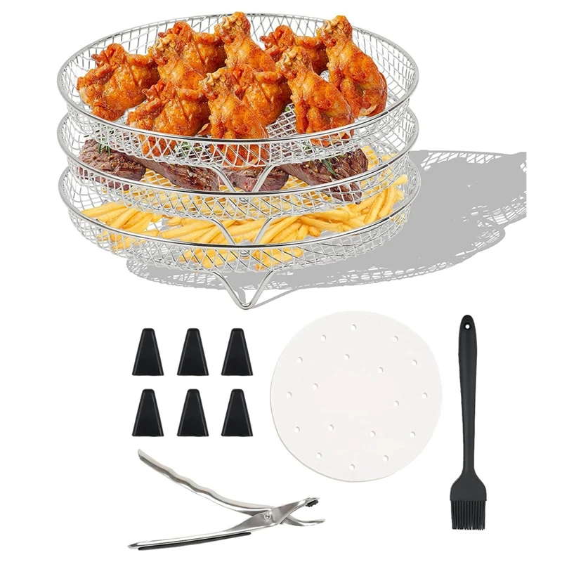 Heightened Round Air Fryer Rack Silver With Oil Brush, Clips Air Fryer Accessories
Heightened Round Air Fryer Rack Silver With Oil Brush, Clips Air Fryer Accessories