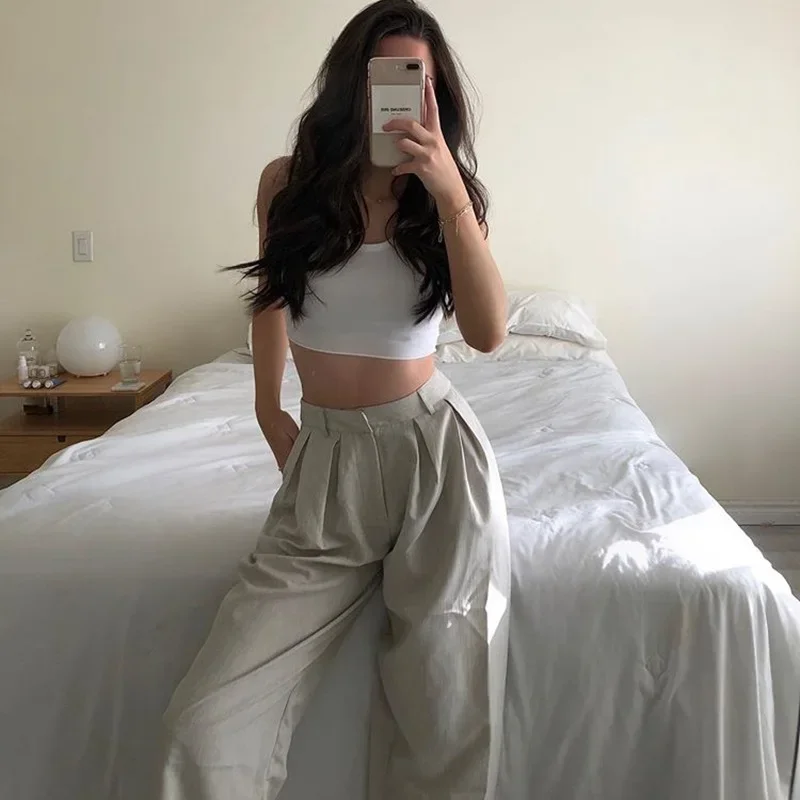 Women Loose Casual Commute Long Pants Spring Autumn Fashion Fold Style Wide-Leg Pants Office Lady Mid-Waist Grey Foraml Trousers
Women Loose Casual Commute Long Pants Spring Autumn Fashion Fold Style Wide-Leg Pants Office Lady Mid-Waist Grey Foraml Trousers