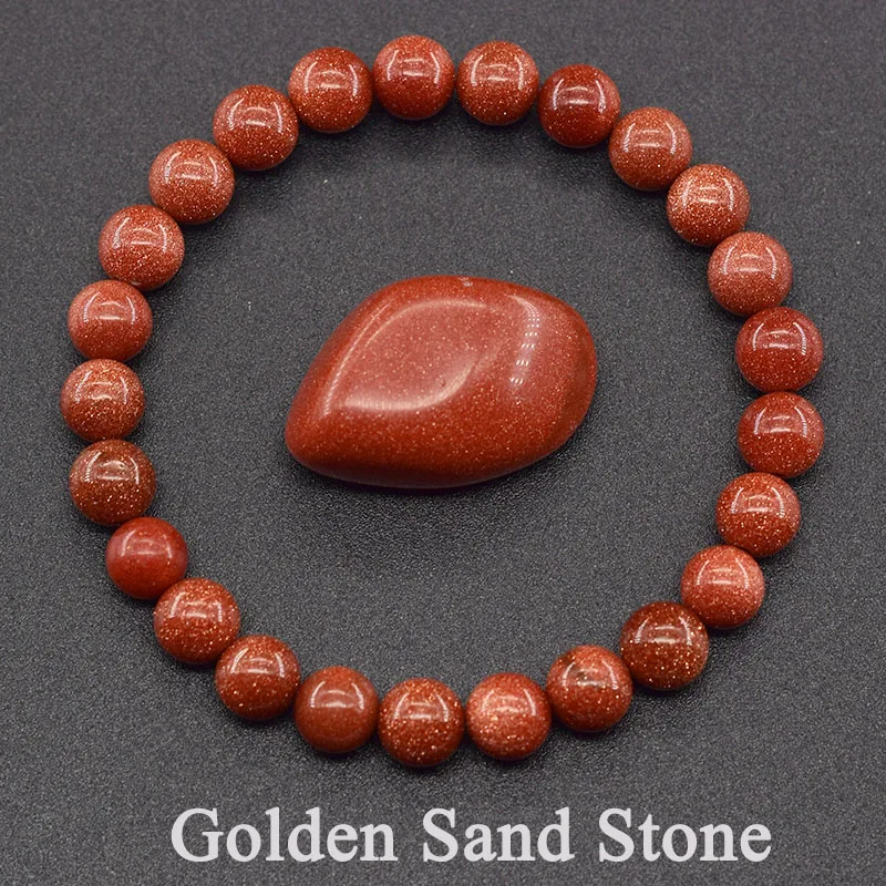 Natural Stone Bead Bracelets Golden Sand Stone