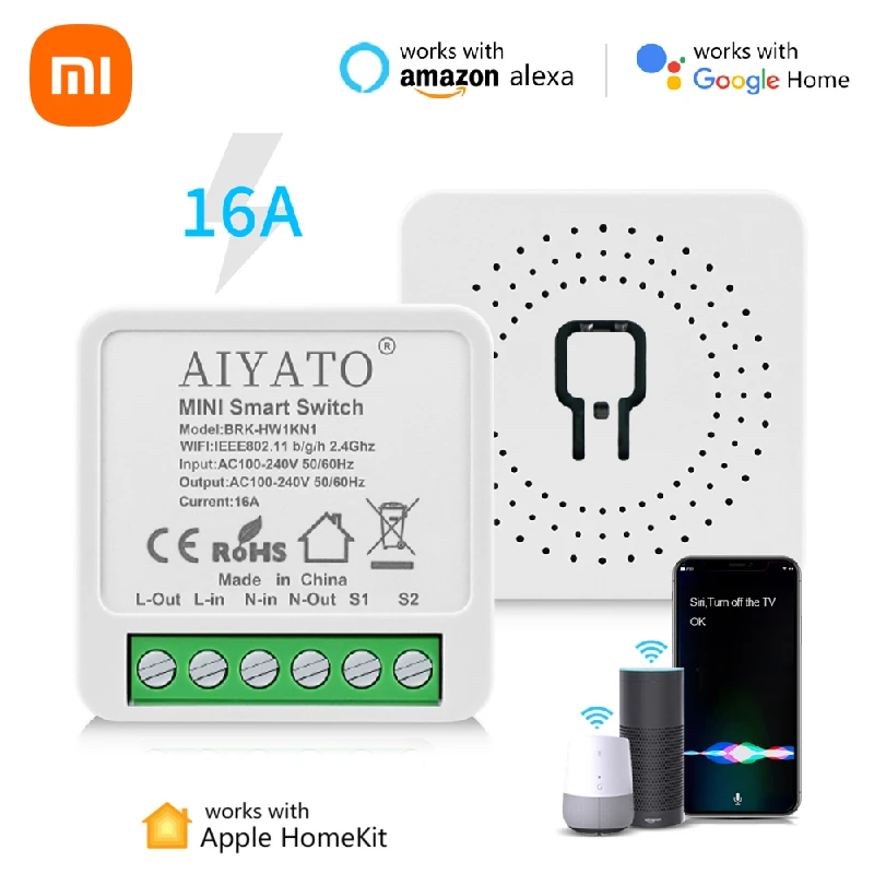 

Xiaomi Smart Home WiFi Smart Switch For Homekit Cozylife 16A Relay Breaker 1 Way Control Neutral Wire Required For Alexa Google