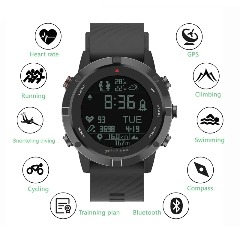 Sunroad GPS Sports Watch Digital Altimeter Barometer Waterproof Cycling Running Swimming Heart Rate Monitor BT Watches
Sunroad GPS Sports Watch Digital Altimeter Barometer Waterproof Cycling Running Swimming Heart Rate Monitor BT Watches
