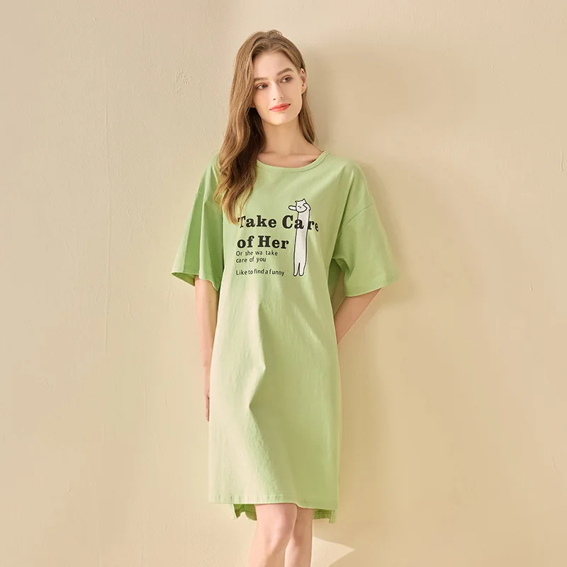 2022 New Cotton Nightgown Women's Round Neck Summer Short Sleeve Dress Leisure Pullover Lady Nightdress Home Skirt Sleepwear
2022 New Cotton Nightgown Women's Round Neck Summer Short Sleeve Dress Leisure Pullover Lady Nightdress Home Skirt Sleepwear