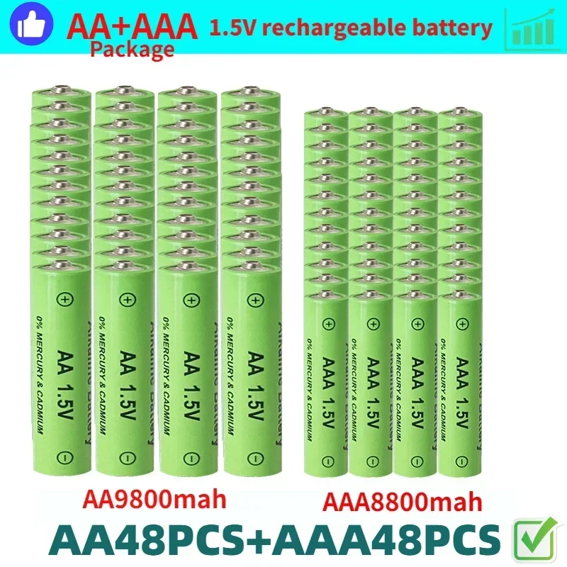 AA + AAA Rechargeablebattery AA1.5V9800mAh/1.5VAAA 8800mah Alkaline Battery Remote Control Computer Shaver Replace Ni-Mh Battery
AA + AAA Rechargeablebattery AA1.5V9800mAh/1.5VAAA 8800mah Alkaline Battery Remote Control Computer Shaver Replace Ni-Mh Battery